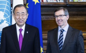 UNSMIL's Bernardino Leon with Ban Ki-moon (photo: UN)