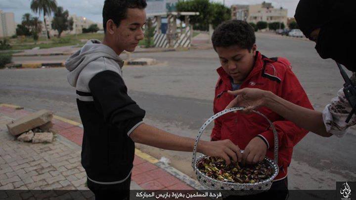 Sweets handed out by IS in Sirte to "celebrate" the Paris killings