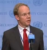 UK's UN ambassador Matthew Rycroft at the UN today (Photo: UN)