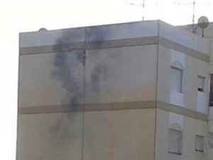 A  picture believed to show the Benghazi apartment hit by a shell (Social media)