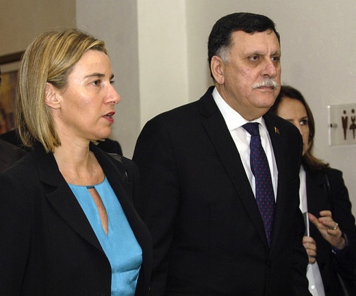 EU foreign policy boss Federica Mogherini with PM-designate Faiez Serraj
