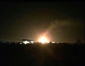 A picture said to show last night's Sabratha raid (social media)