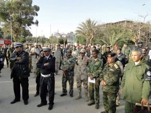 Police and army officers at the announcement of t new Benghazi security plan (Photo:social media)