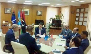 Faiez Serraj today met CBL governor Elkabir (Photo: Presidency Council)