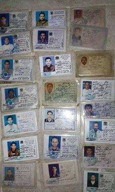 Some of the identity cards found in t Hawari cement factory (Photo: social media)