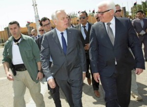 German FM Steinmeier (R) with French counterpart Ayrault in Tripoli today (photo: German FM)