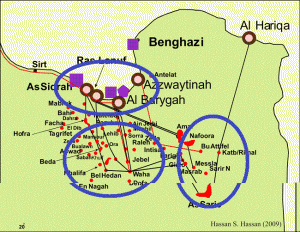 Libya's eastern oilfields are controlled by different tribes than those control ing its oil exporting ports ().