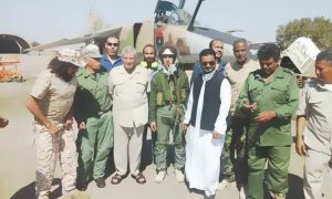 Major Obeidi with Al-Hassi on his right just before his fatal flight (Photo: social media)