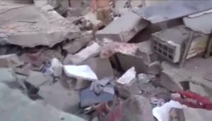 Part of the destroyed Ganfouda building (screengrab frpm BDB video)
