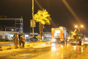 Streets being cleaned in Khoms (