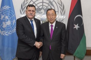 Faiez Serraj in New York today with the UN's Ban Ki-moon (Photo:UN)