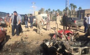 The wreckage of today's funeral car bomb (Photo: social media)
