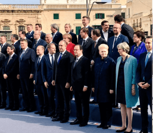EU leaders gathered outside the old parliament building in Valletta (Photo: Social media) 