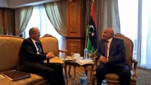 Ageela Saleh and Martin Kobler in Alexandria today (Photo: UNSMIL)
