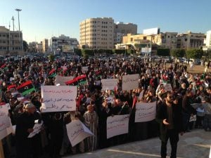 Anti-municipal council protestrs in Misrata today