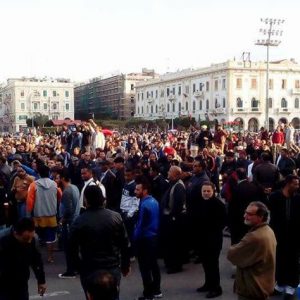 Part of the pro-Hafter crowd today in Martyrs' Square (Photo: social media)