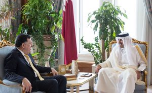 Faiez Serraj with Qatar's emir 