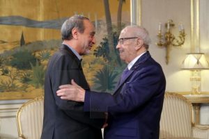 State Council president Abdulrahman Sewehli  with Tunisia's President essebsi