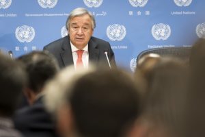 Secretary-General Guterres at a press conference today (Photo: UN)