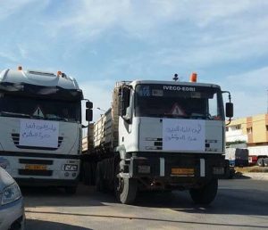 Protesting truckers in Abu Issa (Photo: social media)