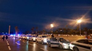 Police and security vehicles in Martyrs' Square this evening (Photo: social media)