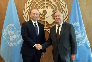 Maltese premier and UN secretary-general in New York (Photo: social media)