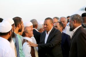 Thinni and ministers in Ghadames today (Photo: Interim government)