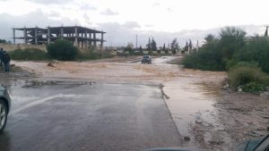 Heavy rainfall has caused a torrent in the Wadi Mjenin through the Salah al Deen area of Tripoli (Photo: Social Media).