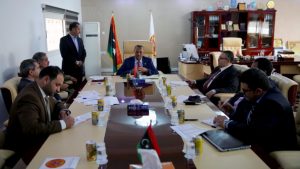 Beida-based interim pirm minister Abdull Al-Thinni chair todat's first meeting of the Benghazi Recsuction authority 