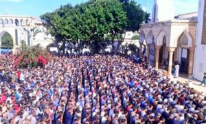 Thousands attended the funerals yesterday of those killed in the air raids in Derna (Photo: Social media)