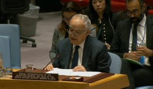 UNSMIL chief Ghassan Salamé at the UNSC today (Photo: UNSMIL)