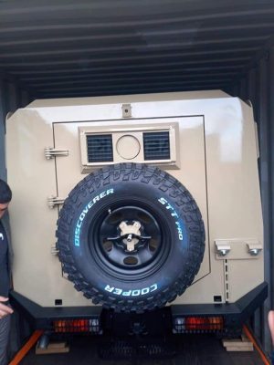 One of the armoured vehicles seized by customs at Khoms port last week (Photo: Social media).